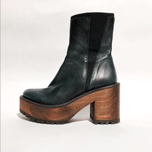 FREE PEOPLE WOOD PLATFORM + LEATHER BOOTS
